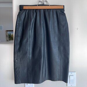 Black genuine leather skirt